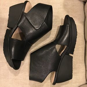 NAYA ✨NEW✨Super Trendy Black Leather Wedges.